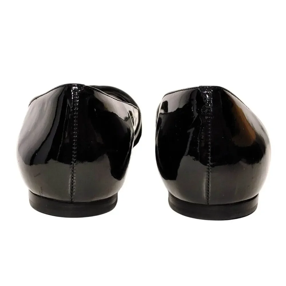 Cole Haan Peep Toe Patent Leather Flats Black Shoes Womens 7B Made in Brazil